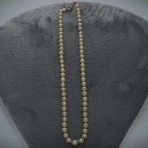White Cultured Pearl Graduated 6-9 mm Single Strand w/ 925 Sterling Silver Clasp